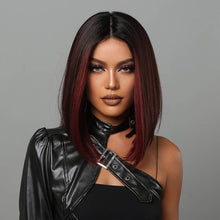 Load image into Gallery viewer, Red Ombre Wigs Short Bob Straight Wigs Middle Part For Women