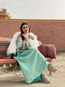 Luxury Sky Cloak with Ebroided fabric by Designer Shereen