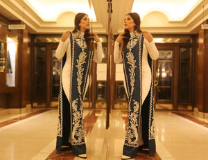 Elegant Gray Emroided Italian  Jakkar dress by Designer Shereen
