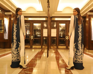 Elegant Gray Emroided Italian  Jakkar dress by Designer Shereen