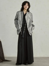 Load image into Gallery viewer, Gray Jacquard Big Size Blazer New Stand Collar Long Sleeve Loose Fit Jacket