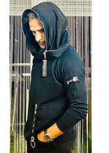 Load image into Gallery viewer, Fabioogo Black Jumper  HOODY Short with Zipper Head Double Layers