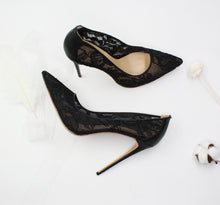 Load image into Gallery viewer, Black and White Mesh High Heels Calzado Mujer Thin Heels Women Shoes - FUCHEETAH