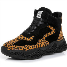 Load image into Gallery viewer, Platform Sneakers Women Genuine Leather  Leopard Plush - FUCHEETAH
