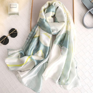 Luxury brand hijab summer women scarves soft long print silk scarves lady shawl - FUCHEETAH