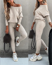 Load image into Gallery viewer, Women Long sleeve 2 Pieces Sets Spring Autumn Sets Slash Neck Suits Street wear Joggers Tracksuit - FUCHEETAH