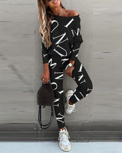 Load image into Gallery viewer, Women Long sleeve 2 Pieces Sets Spring Autumn Sets Slash Neck Suits Street wear Joggers Tracksuit - FUCHEETAH