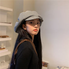 Load image into Gallery viewer, Women Black Plaid Big Casual Berets Hat Round Dome