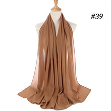 Load image into Gallery viewer, Plain bubble chiffon scarf hijab wrap solid color shawls and scarves - FUCHEETAH