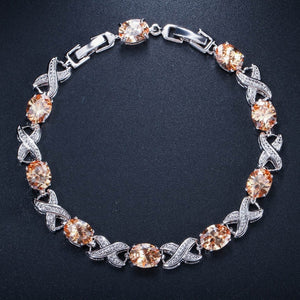Zircons High Quality Silver Color Round Cubic Chain Bracelets - FUCHEETAH