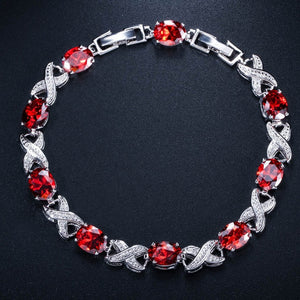 Zircons High Quality Silver Color Round Cubic Chain Bracelets - FUCHEETAH