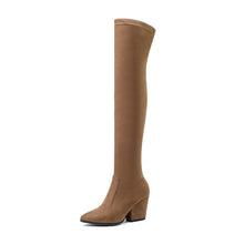 Load image into Gallery viewer, Women Over The Knee High Boots Hoof Heels Pointed Toe Shoes - FUCHEETAH