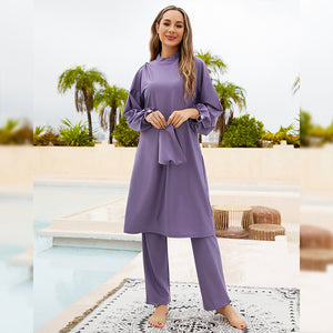 Muslim Fully Surrounded Cover Diving Surfing Conservative Swimwear Three-piece Set