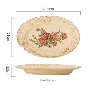 European-style Ceramic Tableware Household Rice Bowl Soup Dish & Plate Fruit Plate