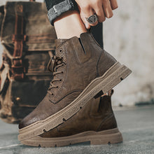 Cargar imagen en el visor de la galería, Martin Boots Men&#39;s British Style High-top Leather Boots Korean Style Trend