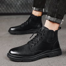 Cargar imagen en el visor de la galería, Martin Boots Men&#39;s British Style High-top Leather Boots Korean Style Trend