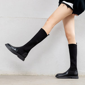 Leather High Boots Look Thinner Over The Knee Boots Women's Flat Bottom