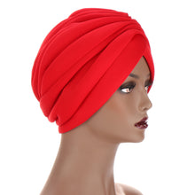 Load image into Gallery viewer, New Headwraps Hats For Women Solid Twist Ruffle Cotton Caps Chemo Beanies Turban Headwear