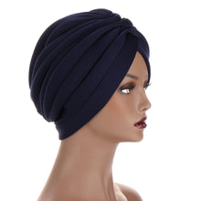 Laden Sie das Bild in den Galerie-Viewer, New Headwraps Hats For Women Solid Twist Ruffle Cotton Caps Chemo Beanies Turban Headwear