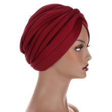 Laden Sie das Bild in den Galerie-Viewer, New Headwraps Hats For Women Solid Twist Ruffle Cotton Caps Chemo Beanies Turban Headwear