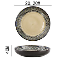 Cargar imagen en el visor de la galería, European Ceramic Tableware Set Relief Steak Plate Salad Bowl Rice Bowl Western Restaurant Fish Plate Cup