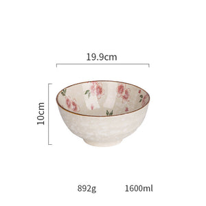 Ceramic Tableware Household Dish Plate Rice Bowl Soup Noodle Bowl High