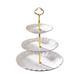 European-style Three-layer Double-layer Fruit Plate Ceramic Home Creativity