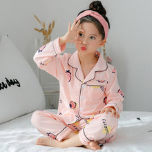 Cargar imagen en el visor de la galería, Children&#39;s Clothing Girls Cute Printing Long-sleeved Home Wear, Big Children&#39;s Thin Cotton Pajamas Set