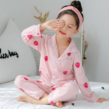 Cargar imagen en el visor de la galería, Children&#39;s Clothing Girls Cute Printing Long-sleeved Home Wear, Big Children&#39;s Thin Cotton Pajamas Set