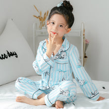 Cargar imagen en el visor de la galería, Children&#39;s Clothing Girls Cute Printing Long-sleeved Home Wear, Big Children&#39;s Thin Cotton Pajamas Set