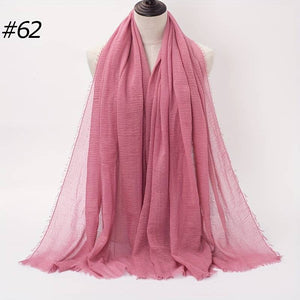 Wrinkle Bubble Hijab Soft Thin Breathable Gauze Solid Color
