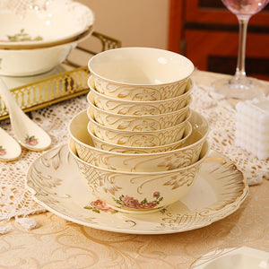 European-style Ceramic Tableware Household Rice Bowl Soup Dish & Plate Fruit Plate