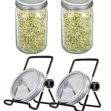 Charger l&#39;image dans la galerie, 2pcs, Mason Jar Stainless Steel Sprouting Stands + 2 Pcs Stainless Steel Sprouting Germination Jar Lids
