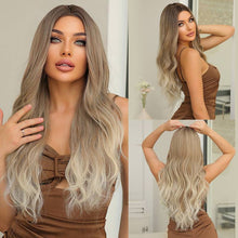 Charger l&#39;image dans la galerie, Long Brown Wavy Wig For Women, Natural Look Ombre Curly