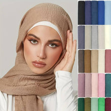 Laden Sie das Bild in den Galerie-Viewer, Wrinkle Bubble Hijab Soft Thin Breathable Gauze Solid Color