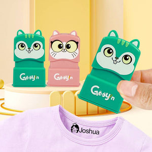 Kids Green Squirrel Customized Name Stamp (Back to School)