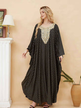 Load image into Gallery viewer, Allover Print Long Sleeve Abbaya, Elegant Embroidered Maxi Length Kaftan