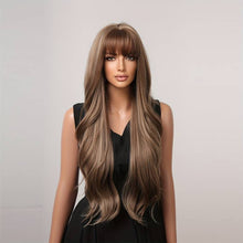 Cargar imagen en el visor de la galería, Long Wavy Curly Hair Wigs With Bangs For Women Synthetic Fiber Hair Replacement