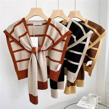 Charger l&#39;image dans la galerie, Classic Striped Knitted Shawl Elegant Warm Wrap Long Sleeve Jacket