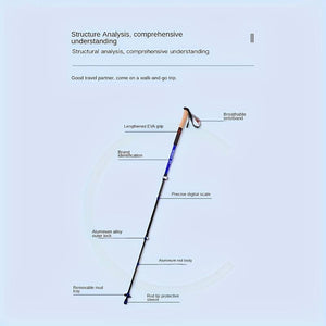 Foldable Lightweight Aluminum Alloy Trekking Pole, Adjustable Height