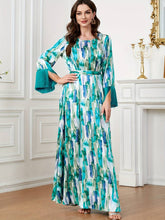 Load image into Gallery viewer, Abbaya Print Tassel with Tie Waist Long Sleeve for Spring &amp; Fall