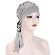 Charger l&#39;image dans la galerie, Pure Color Crystal Hemp Long Tail Bow Turban Hat