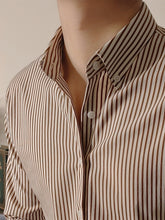 Laden Sie das Bild in den Galerie-Viewer, Slim Fitting Coffee Striped Shirt For FAshion for Men