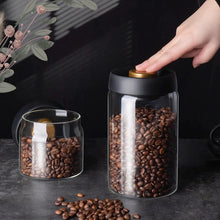 Load image into Gallery viewer, Vacuum Sealed Jug Set Black Coffee Beans Glass Airtight Canister Kitchen Food Grains Candy Keep Good Storage Jar Set Kitchen Gadgets