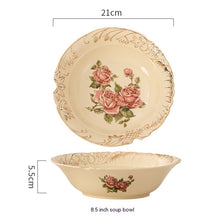 Cargar imagen en el visor de la galería, European-style Ceramic Tableware Household Rice Bowl Soup Dish &amp; Plate Fruit Plate