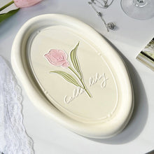 Cargar imagen en el visor de la galería, Common Calla Tulip French Relief Ceramic Plate Tableware