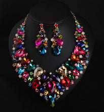 Cargar imagen en el visor de la galería, Green Crystal Necklace Earring Set Africa Accessories for Occasions