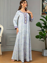 Load image into Gallery viewer, Allover Print Embroidered Abbaya, Elegant Button Decor Maxi