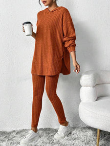 Solid Color Sunken Stripe Loose-fitting Hoodie Long Sleeve Suit