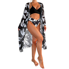 Laden Sie das Bild in den Galerie-Viewer, New Bikini Three-piece Women&#39;s Swimsuit Black And White Printed Swimming